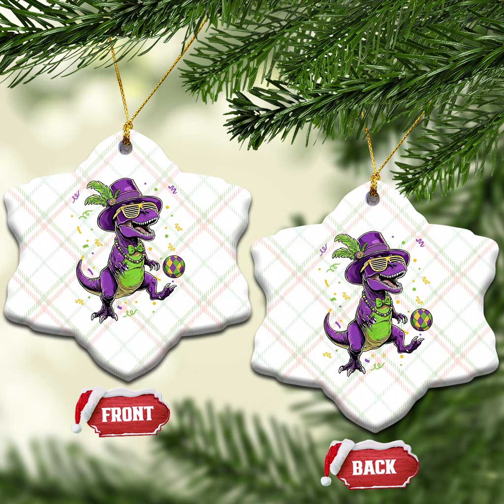 Funny Mardi Gras Dinosaur Playing Soccer Ceramic Ornament TS12 Print Your Wear