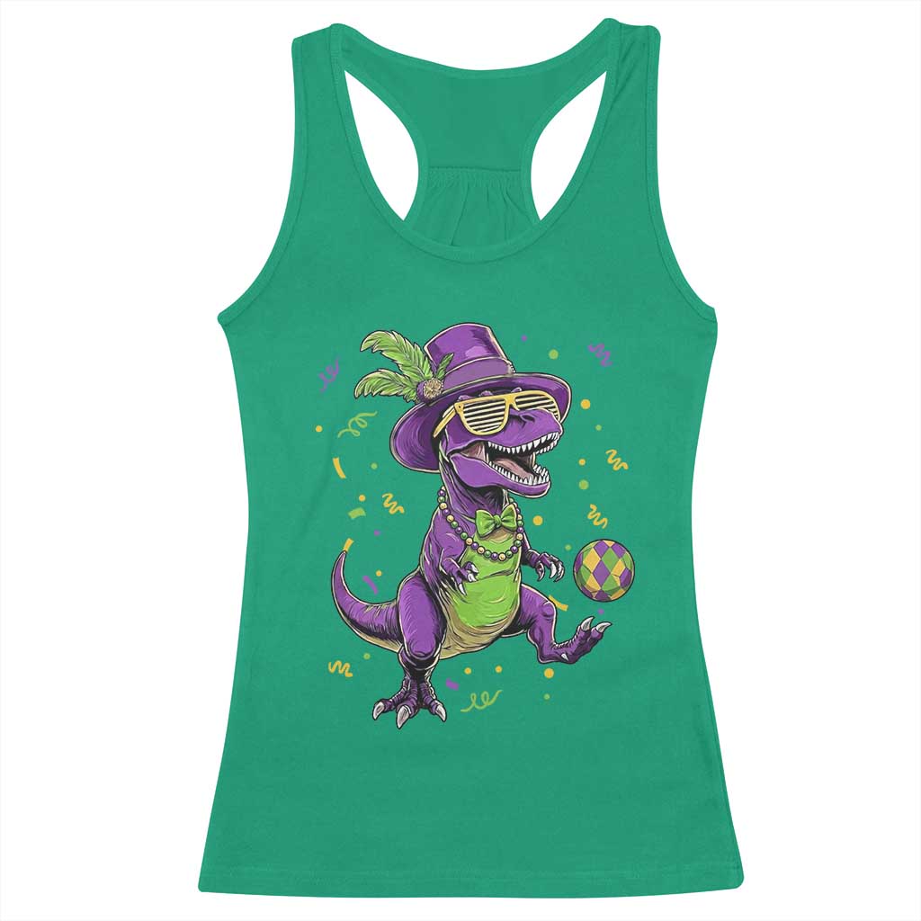 Funny Mardi Gras Dinosaur Playing Soccer Racerback Tank Top TS12 Irish Green Print Your Wear