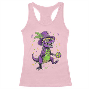 Funny Mardi Gras Dinosaur Playing Soccer Racerback Tank Top TS12 Light Pink Print Your Wear