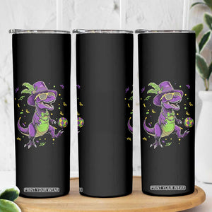 Funny Mardi Gras Dinosaur Playing Soccer Skinny Tumbler TS12 Print Your Wear