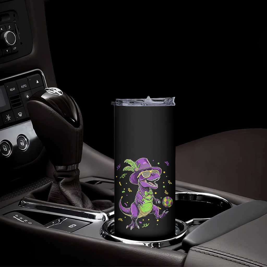 Funny Mardi Gras Dinosaur Playing Soccer Skinny Tumbler TS12 Print Your Wear