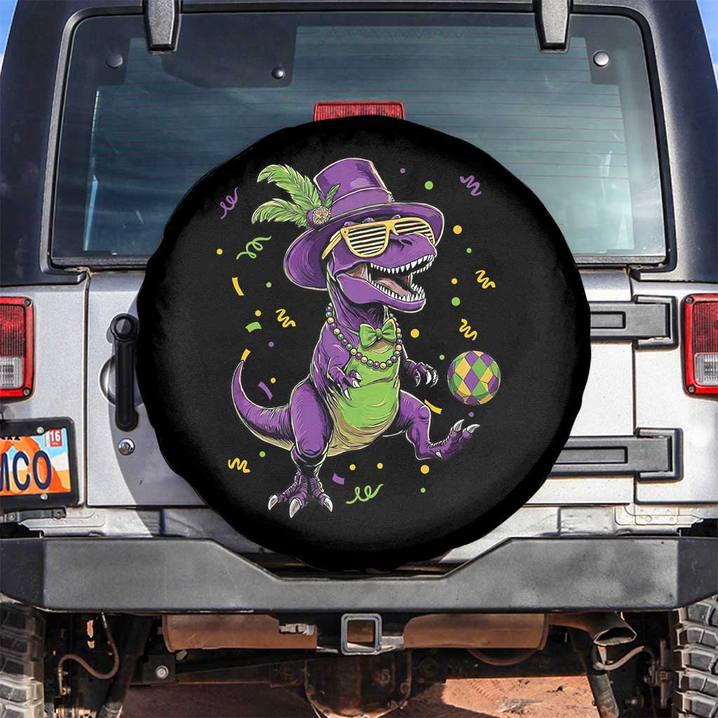 Funny Mardi Gras Dinosaur Playing Soccer Spare Tire Cover TS12 No hole Black Print Your Wear