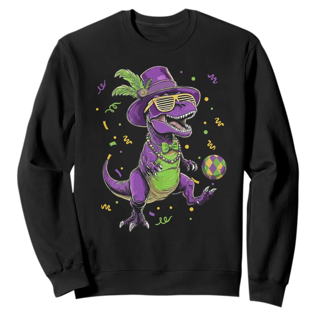 Funny Mardi Gras Dinosaur Playing Soccer Sweatshirt TS12 Black Print Your Wear