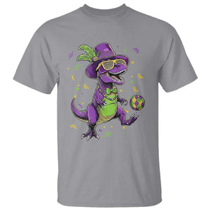 Funny Mardi Gras Dinosaur Playing Soccer T Shirt TS12 Sport Gray Print Your Wear