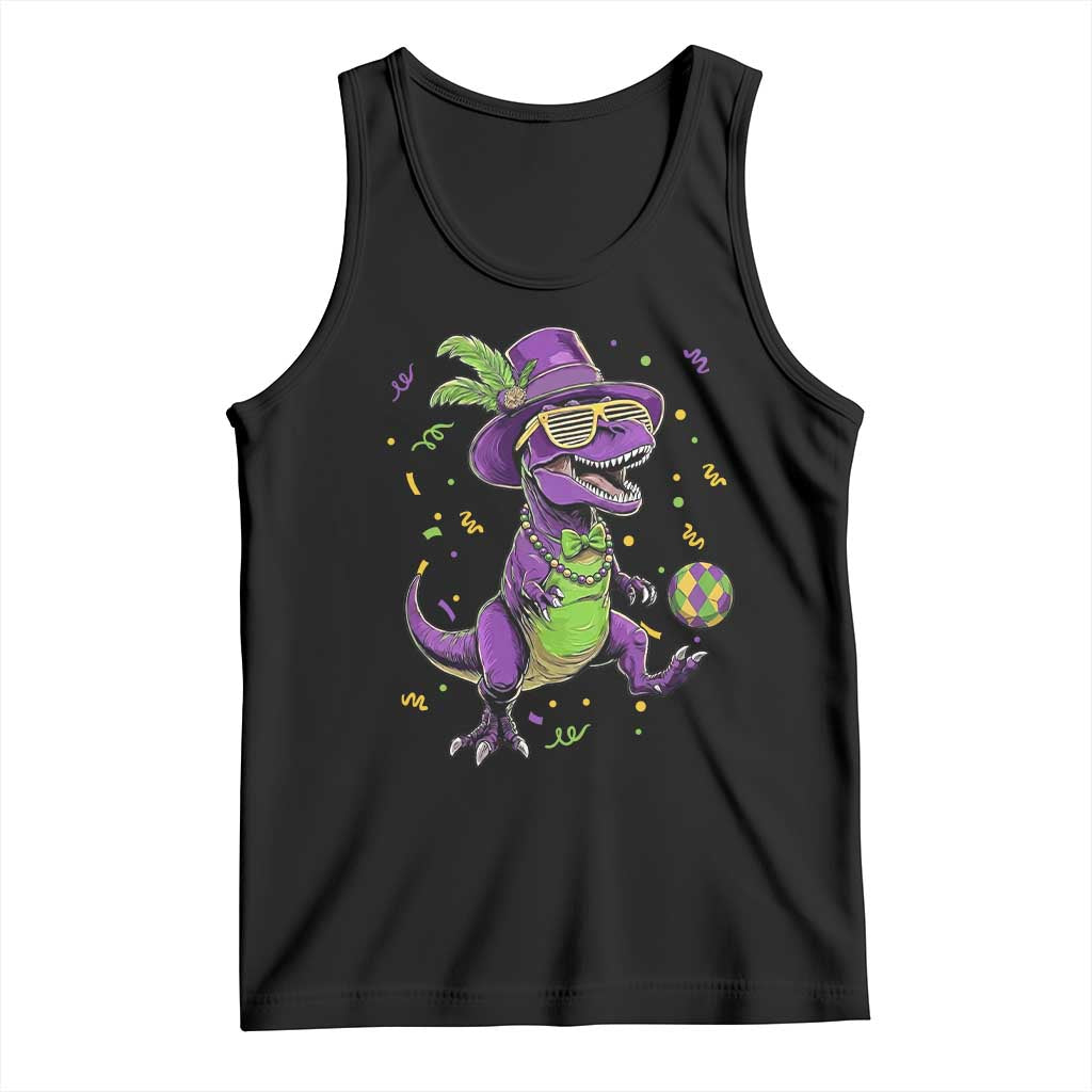 Funny Mardi Gras Dinosaur Playing Soccer Tank Top TS12 Black Print Your Wear