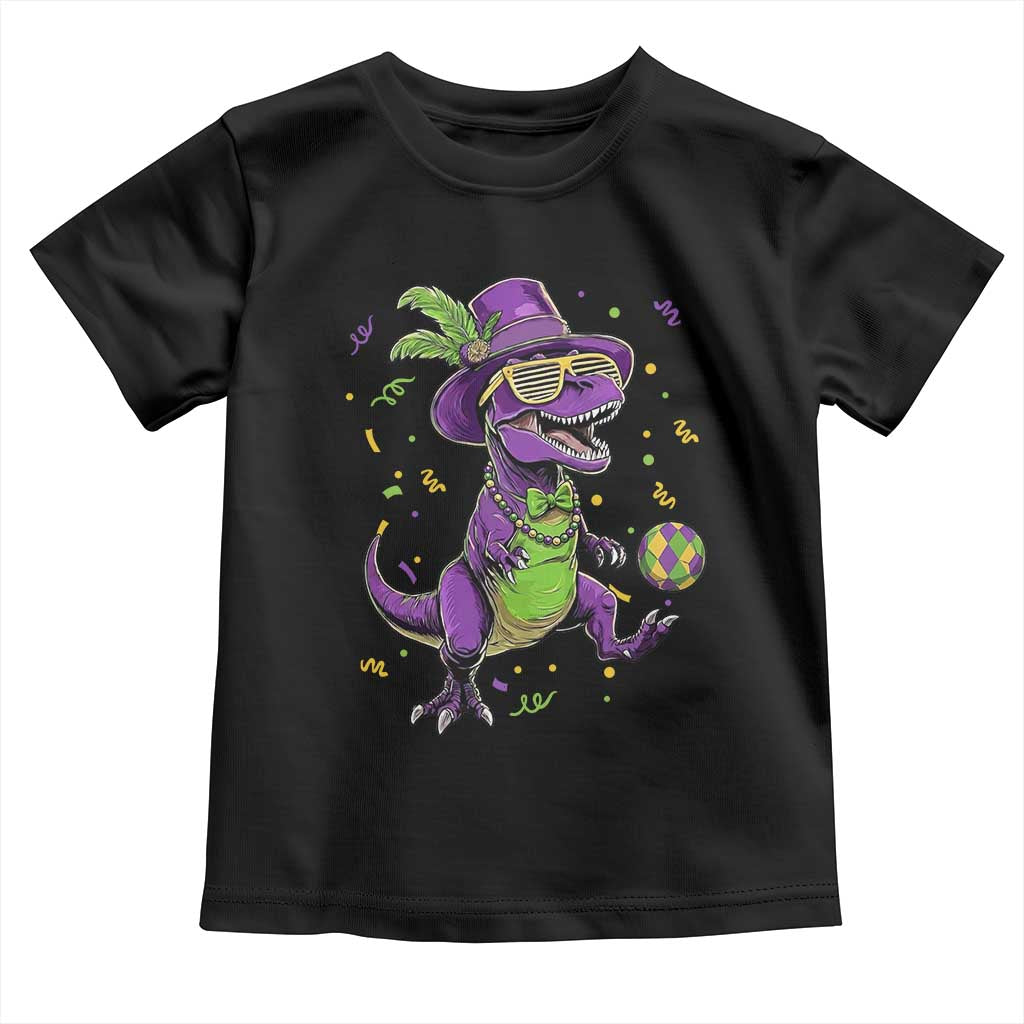 Funny Mardi Gras Dinosaur Playing Soccer Toddler T Shirt TS12 Black Print Your Wear