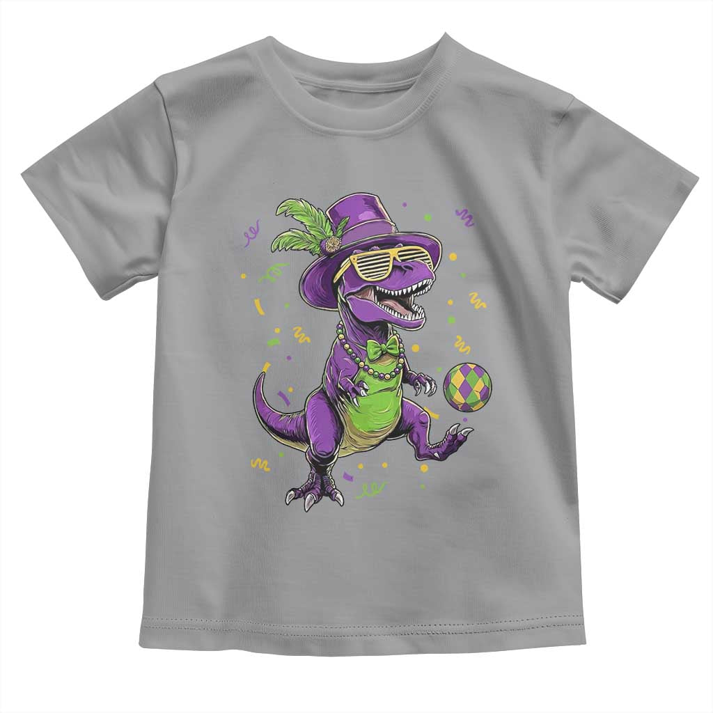Funny Mardi Gras Dinosaur Playing Soccer Toddler T Shirt TS12 Sport Gray Print Your Wear