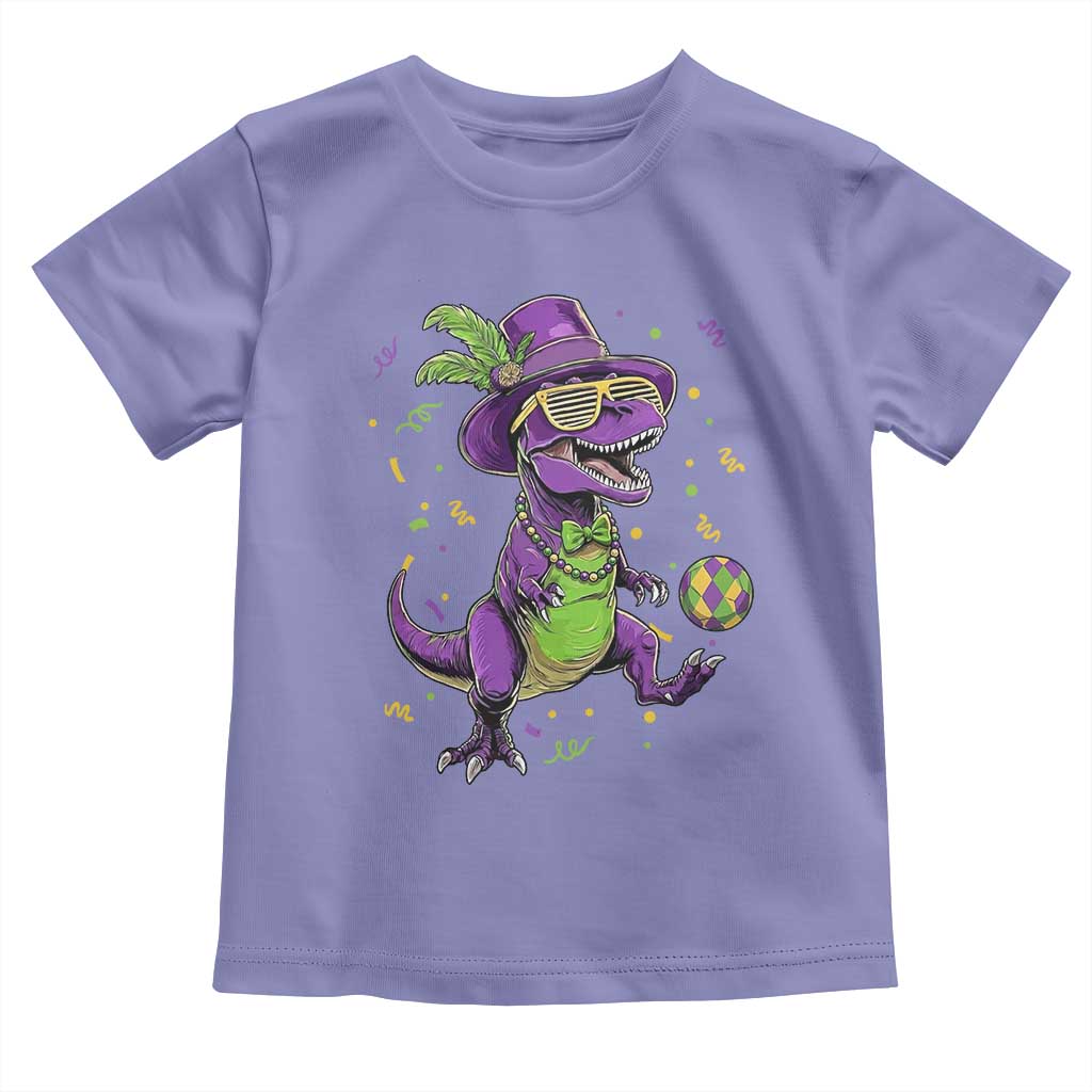 Funny Mardi Gras Dinosaur Playing Soccer Toddler T Shirt TS12 Violet Print Your Wear