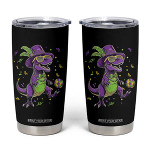 Funny Mardi Gras Dinosaur Playing Soccer Tumbler Cup TS12 Black Print Your Wear