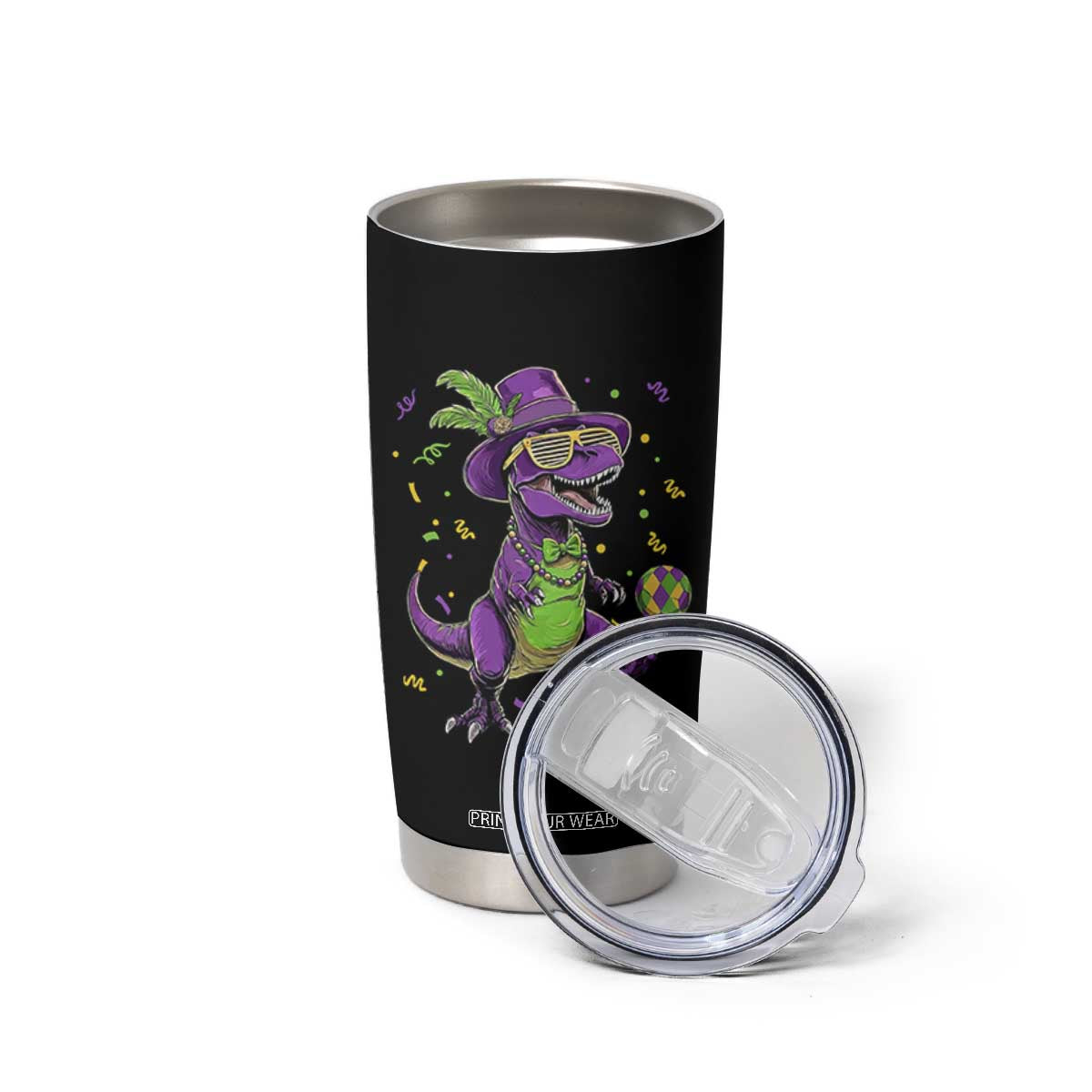 Funny Mardi Gras Dinosaur Playing Soccer Tumbler Cup TS12 Print Your Wear