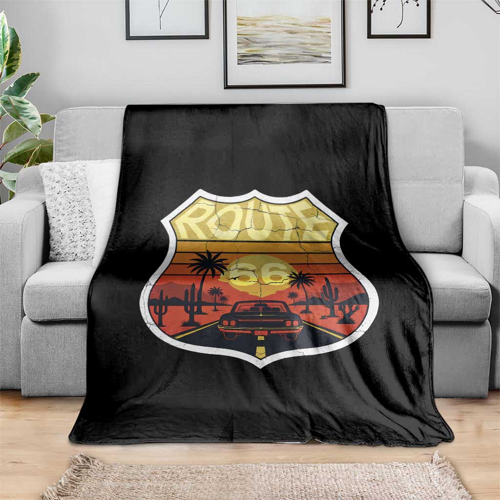 Retro Route Highway 66 Throw Blanket Vintage Americana Road Trip TS12 Print Your Wear