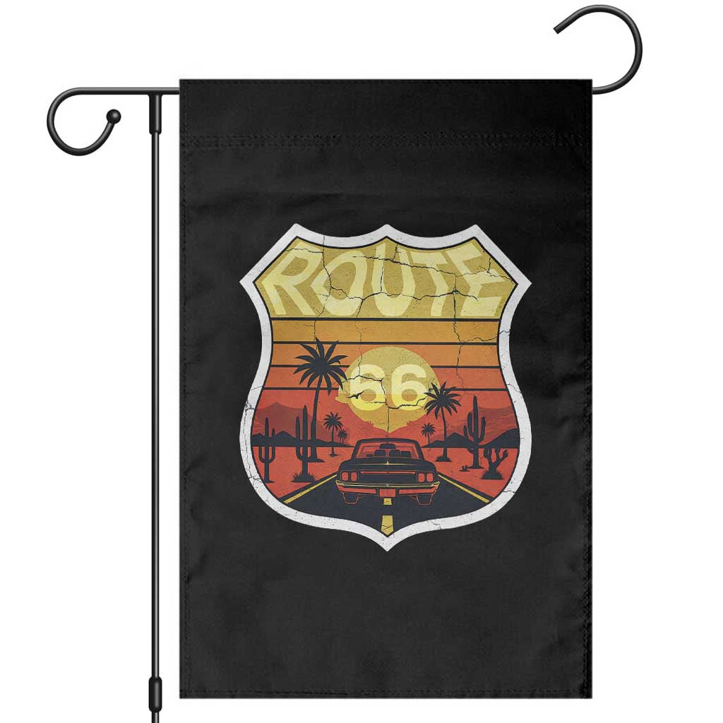 Retro Route Highway 66 Garden Flag Vintage Americana Road Trip TS12 Black Print Your Wear