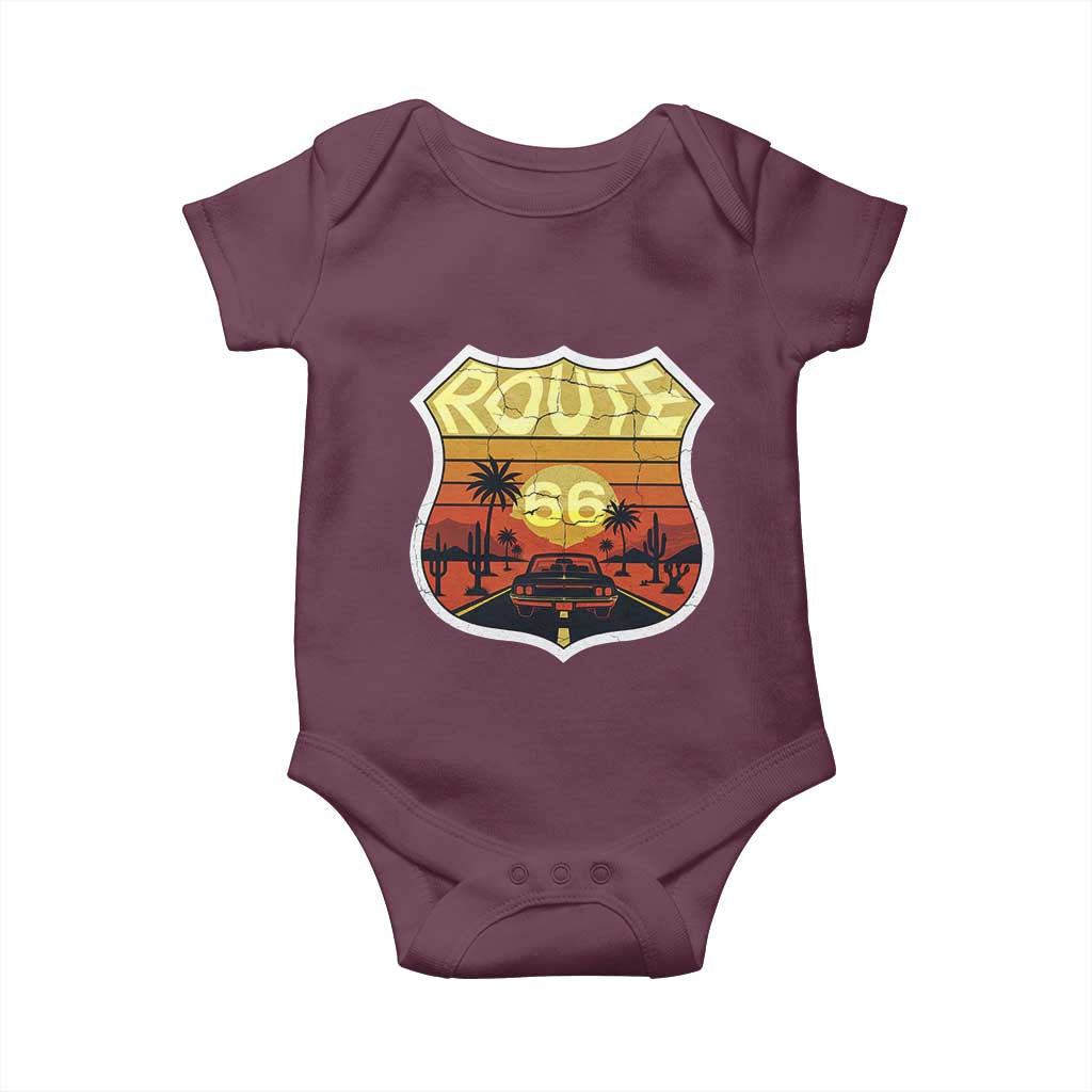 Retro Route Highway 66 Baby Onesie Vintage Americana Road Trip TS12 Maroon Print Your Wear