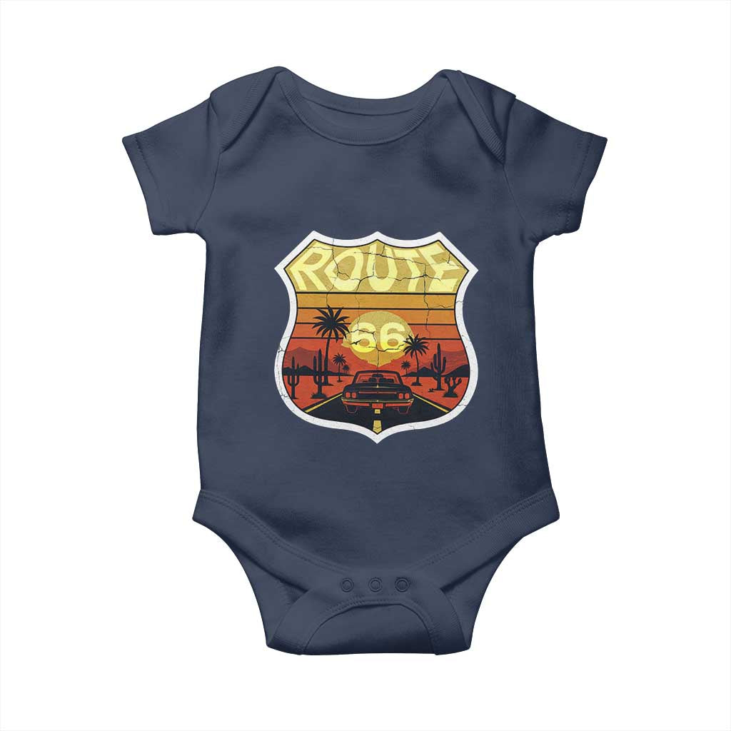Retro Route Highway 66 Baby Onesie Vintage Americana Road Trip TS12 Navy Print Your Wear