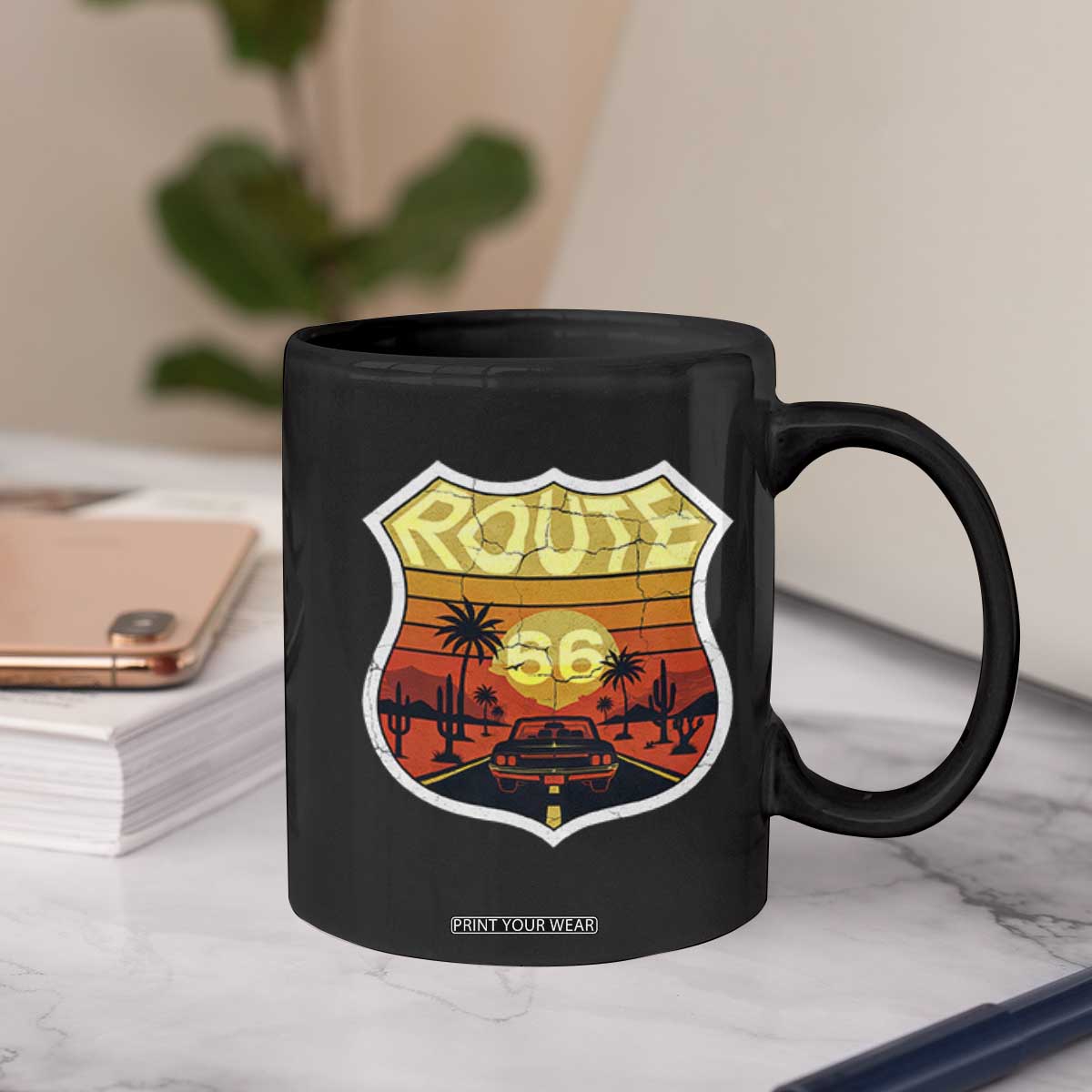Retro Route Highway 66 Coffee Mug Vintage Americana Road Trip TS12 Print Your Wear