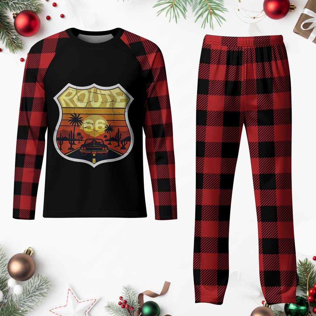 Retro Route Highway 66 Plaid Pajama Set Vintage Americana Road Trip TS12 Buffalo Plaid Print Your Wear