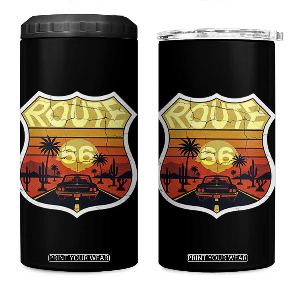 Retro Route Highway 66 4 in 1 Can Cooler Tumbler Vintage Americana Road Trip TS12 One Size: 16 oz Black Print Your Wear