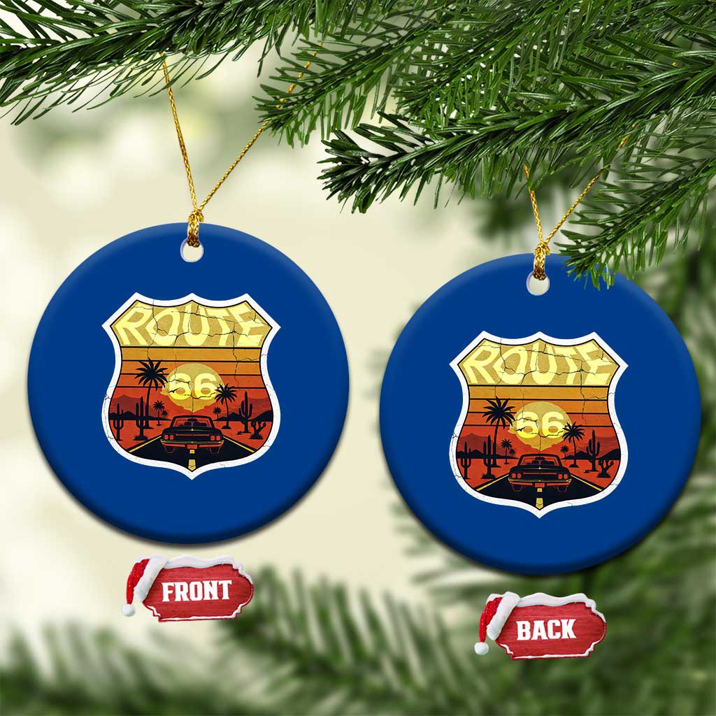 Retro Route Highway 66 Ceramic Ornament Vintage Americana Road Trip TS12 1pc Blue Print Your Wear