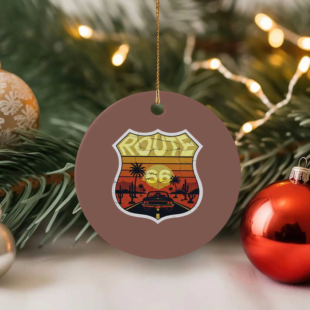 Retro Route Highway 66 Ceramic Ornament Vintage Americana Road Trip TS12 1pc Mocha Print Your Wear