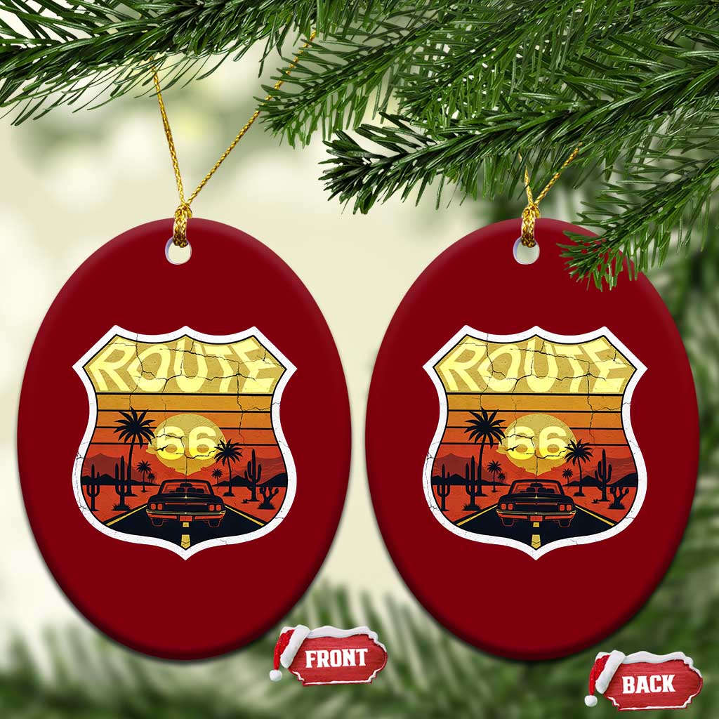 Retro Route Highway 66 Ceramic Ornament Vintage Americana Road Trip TS12 Print Your Wear