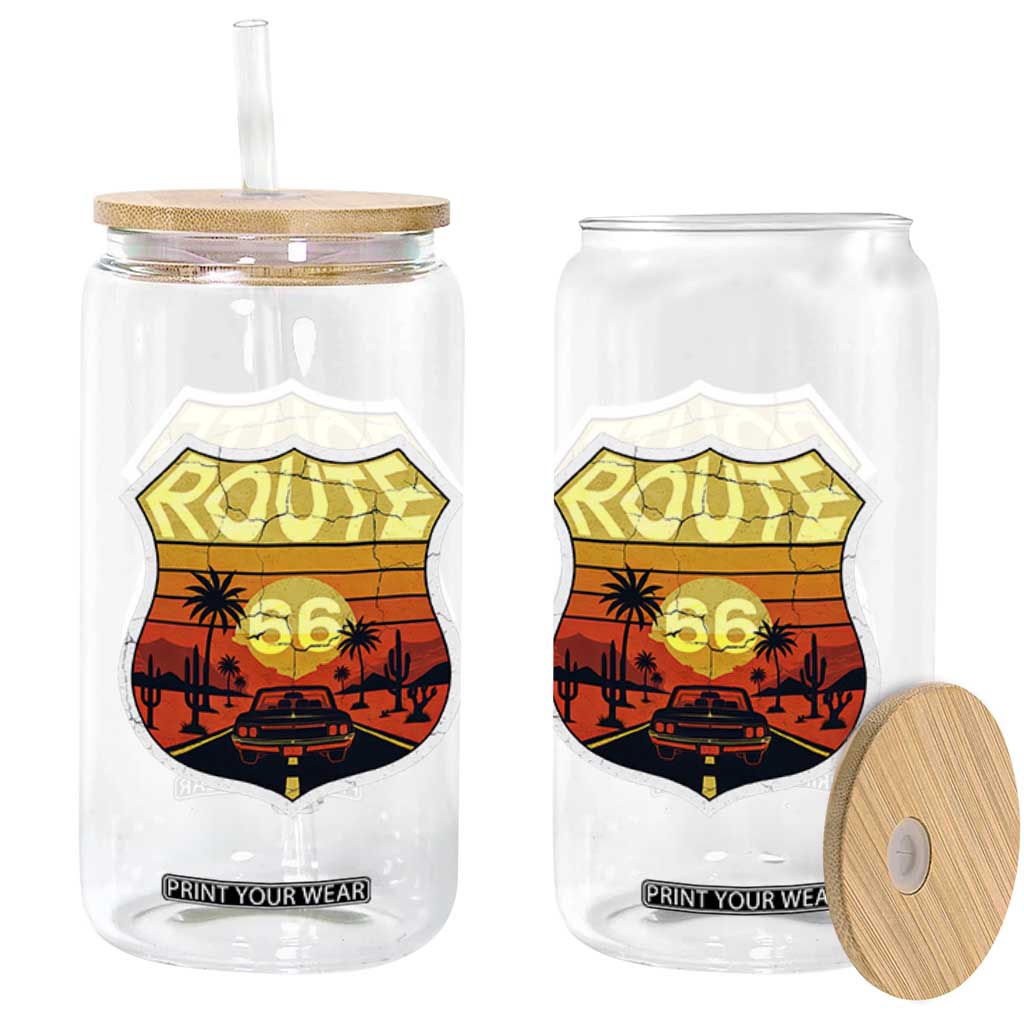 Retro Route Highway 66 Glass Can Vintage Americana Road Trip TS12 Print Your Wear