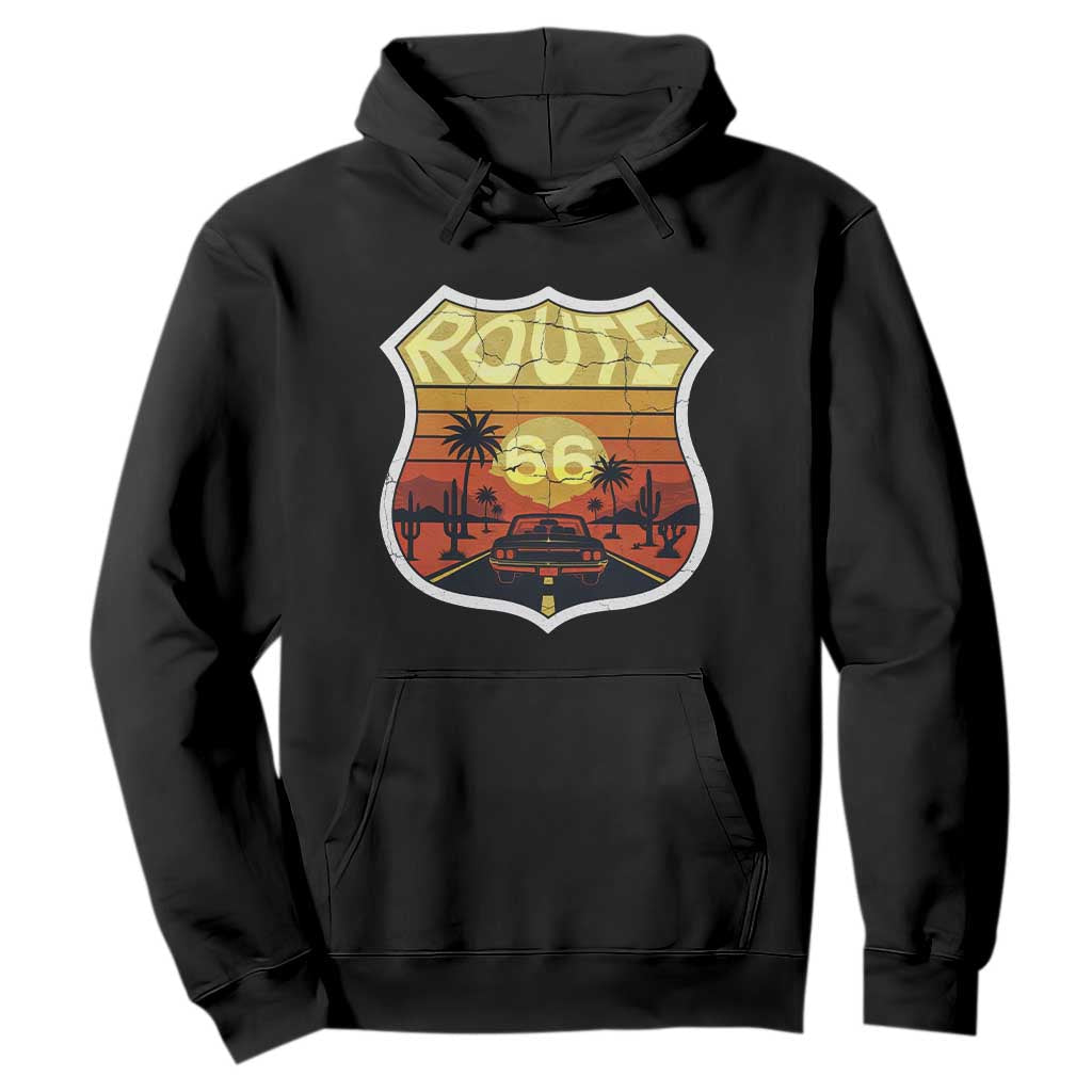 Retro Route Highway 66 Hoodie Vintage Americana Road Trip TS12 Black Print Your Wear