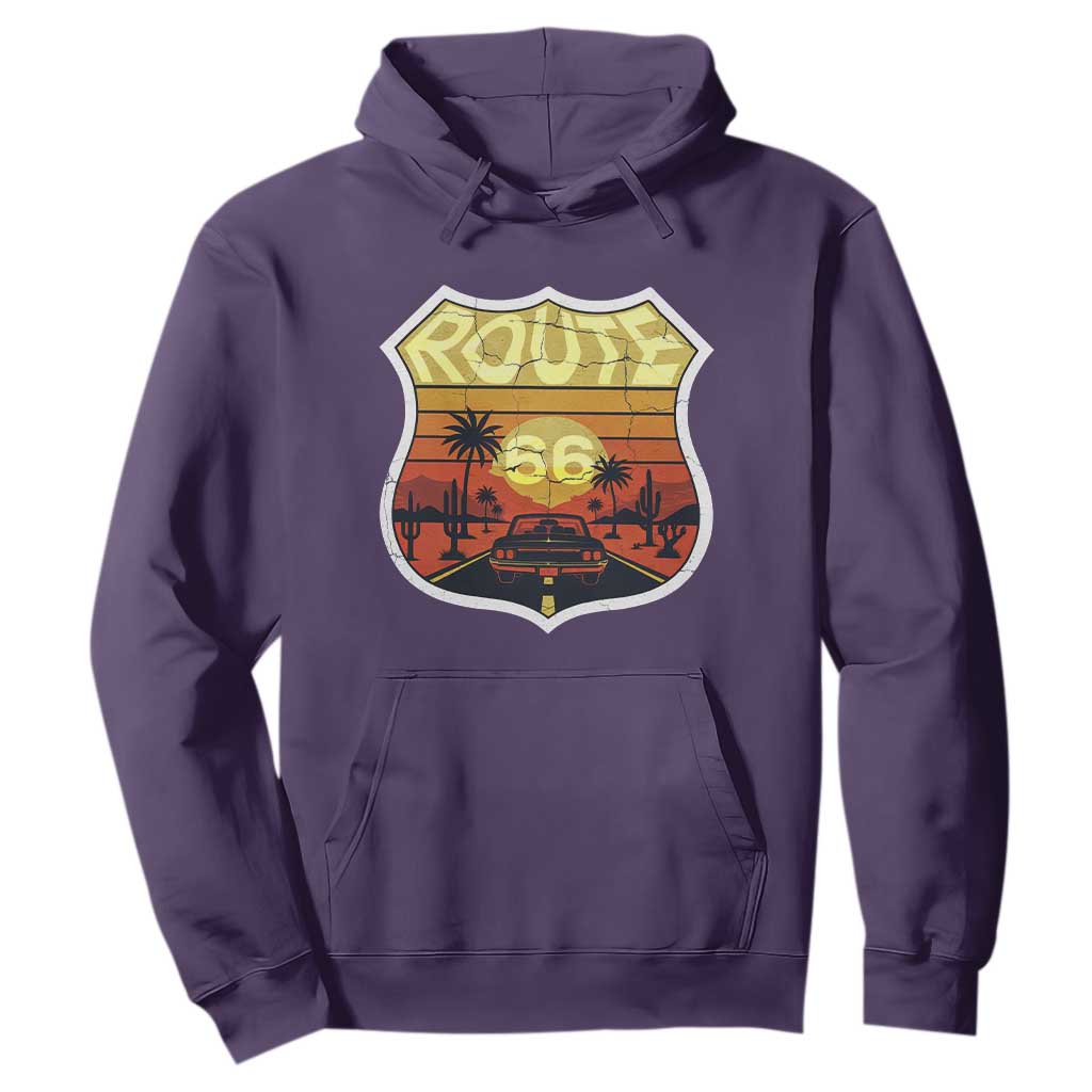 Retro Route Highway 66 Hoodie Vintage Americana Road Trip TS12 Purple Print Your Wear