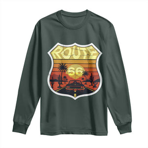 Retro Route Highway 66 Long Sleeve Shirt Vintage Americana Road Trip TS12 Dark Forest Green Print Your Wear
