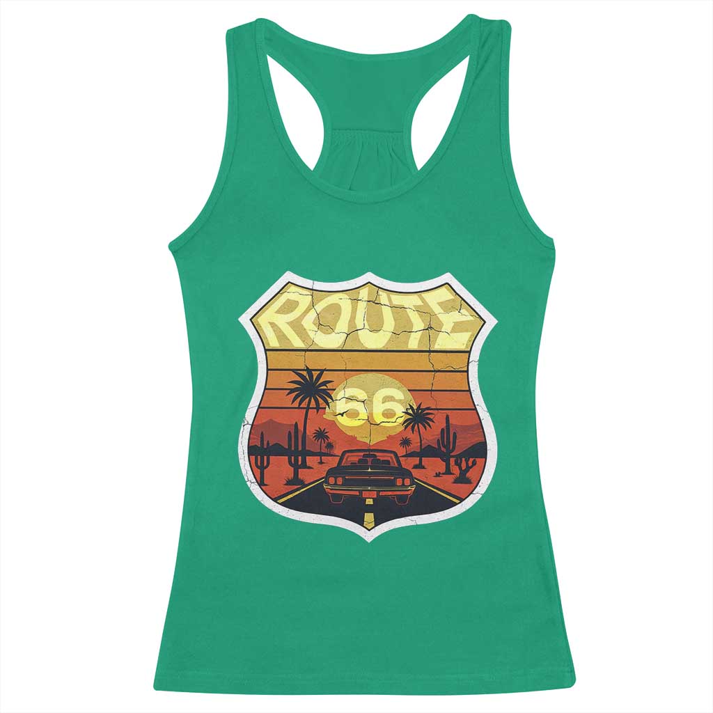 Retro Route Highway 66 Racerback Tank Top Vintage Americana Road Trip TS12 Irish Green Print Your Wear