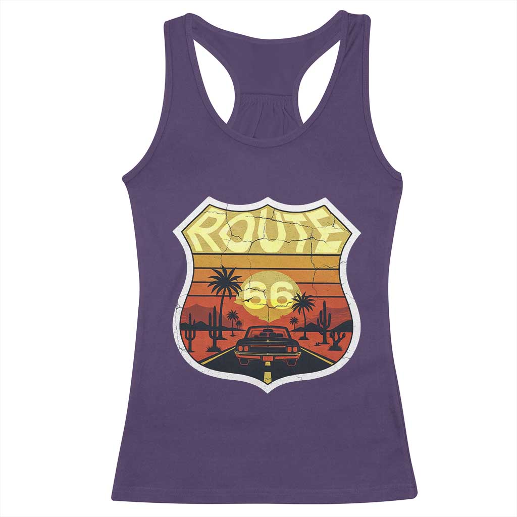 Retro Route Highway 66 Racerback Tank Top Vintage Americana Road Trip TS12 Purple Print Your Wear