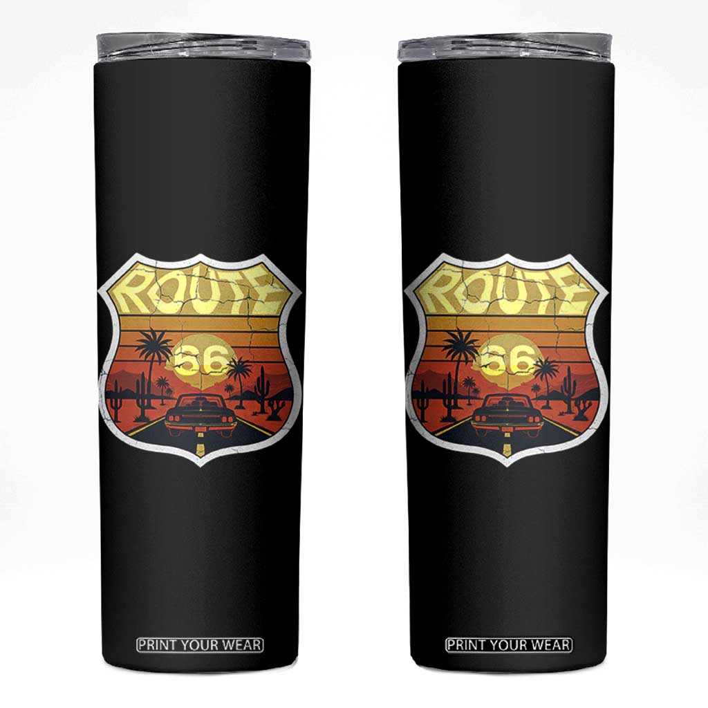 Retro Route Highway 66 Skinny Tumbler Vintage Americana Road Trip TS12 Black Print Your Wear