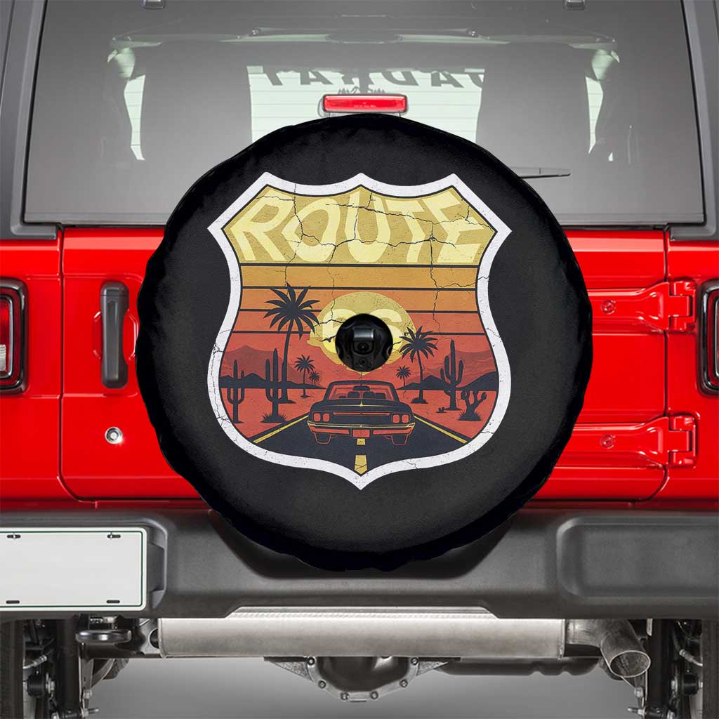 Retro Route Highway 66 Spare Tire Cover Vintage Americana Road Trip TS12 Black Print Your Wear