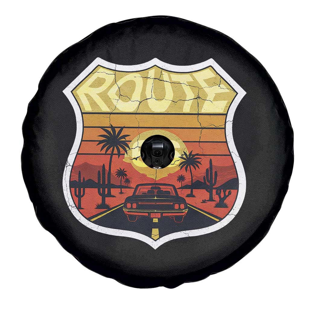 Retro Route Highway 66 Spare Tire Cover Vintage Americana Road Trip TS12 Print Your Wear