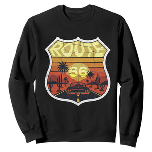 Retro Route Highway 66 Sweatshirt Vintage Americana Road Trip TS12 Black Print Your Wear