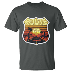 Retro Route Highway 66 T Shirt Vintage Americana Road Trip TS12 Dark Heather Print Your Wear
