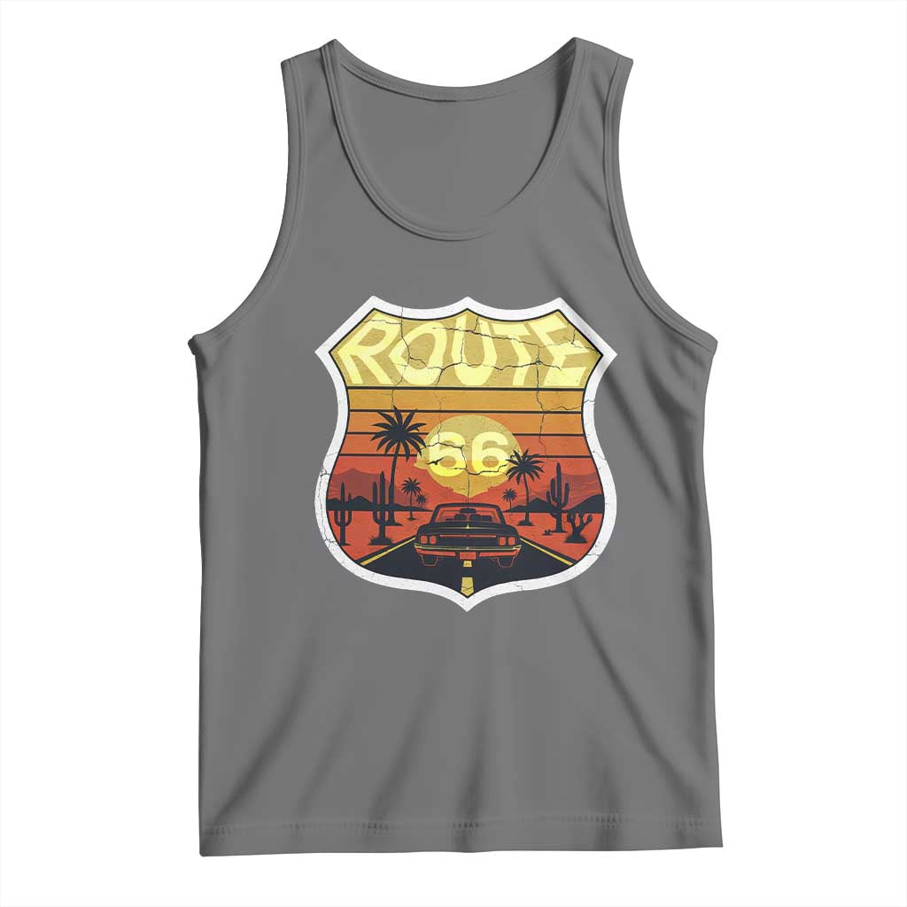 Retro Route Highway 66 Tank Top Vintage Americana Road Trip TS12 Black Heather Print Your Wear