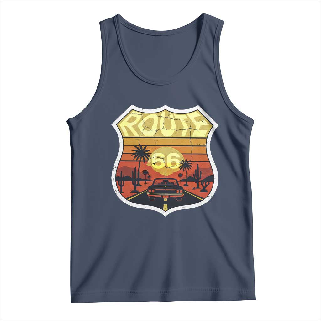 Retro Route Highway 66 Tank Top Vintage Americana Road Trip TS12 Navy Print Your Wear