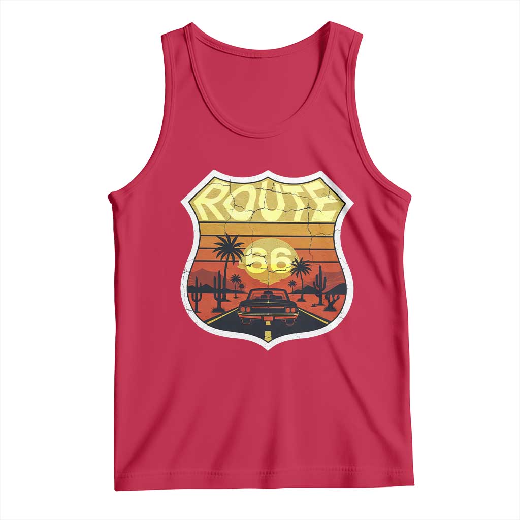 Retro Route Highway 66 Tank Top Vintage Americana Road Trip TS12 Red Print Your Wear