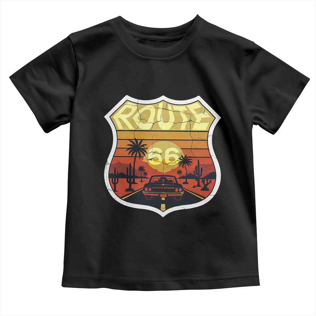 Retro Route Highway 66 Toddler T Shirt Vintage Americana Road Trip TS12 Black Print Your Wear