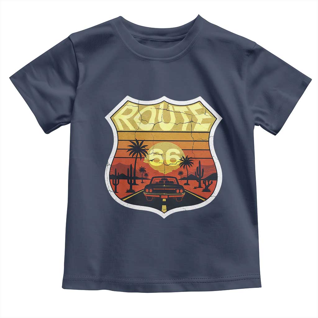 Retro Route Highway 66 Toddler T Shirt Vintage Americana Road Trip TS12 Navy Print Your Wear