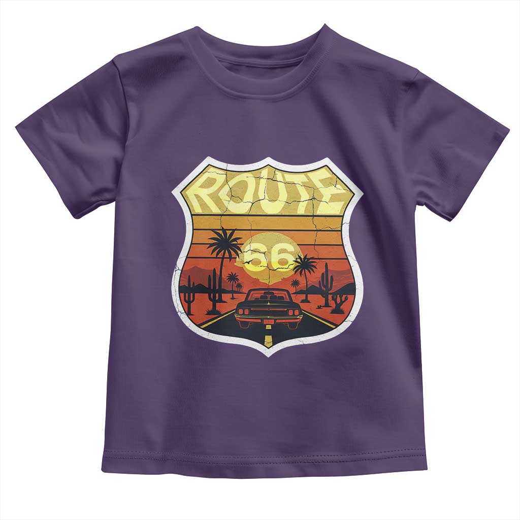 Retro Route Highway 66 Toddler T Shirt Vintage Americana Road Trip TS12 Purple Print Your Wear