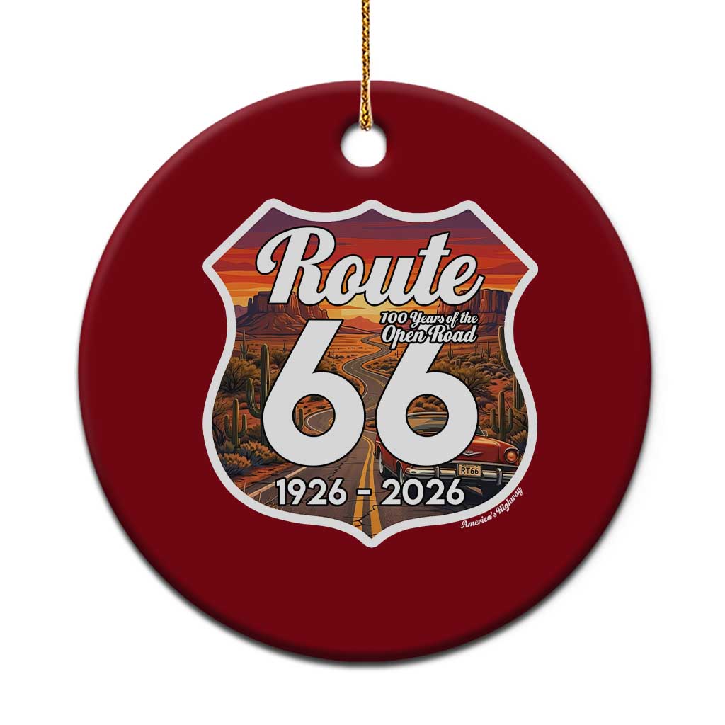 Route Highway 66 Centennial Ceramic Ornament Vintage Distressed Americas Highway TS12 1pc Red Print Your Wear