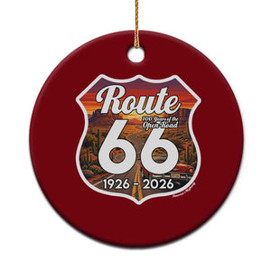 Route Highway 66 Centennial Ceramic Ornament Vintage Distressed Americas Highway TS12 1pc Red Print Your Wear