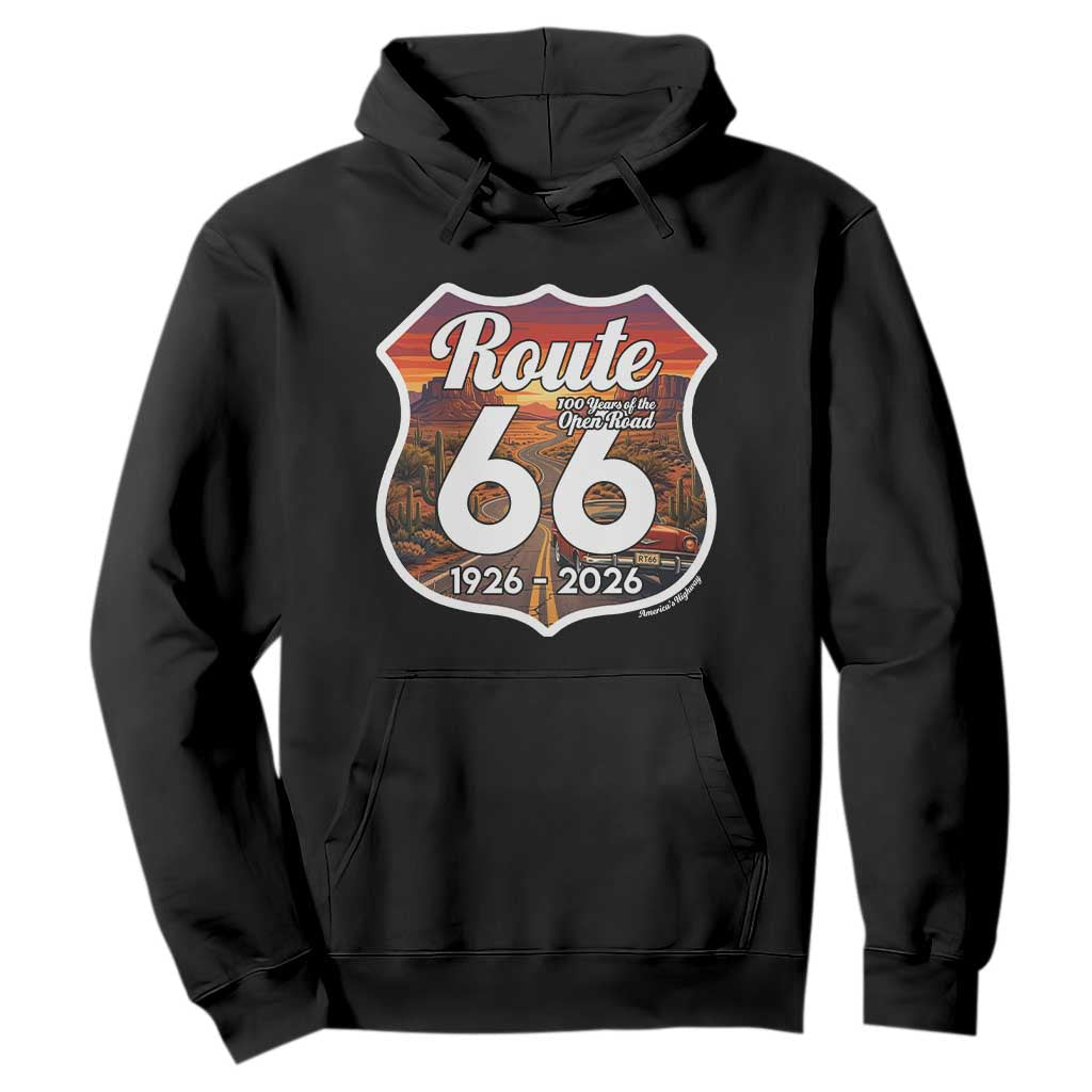 Route Highway 66 Centennial Hoodie Vintage Distressed Americas Highway TS12 Black Print Your Wear