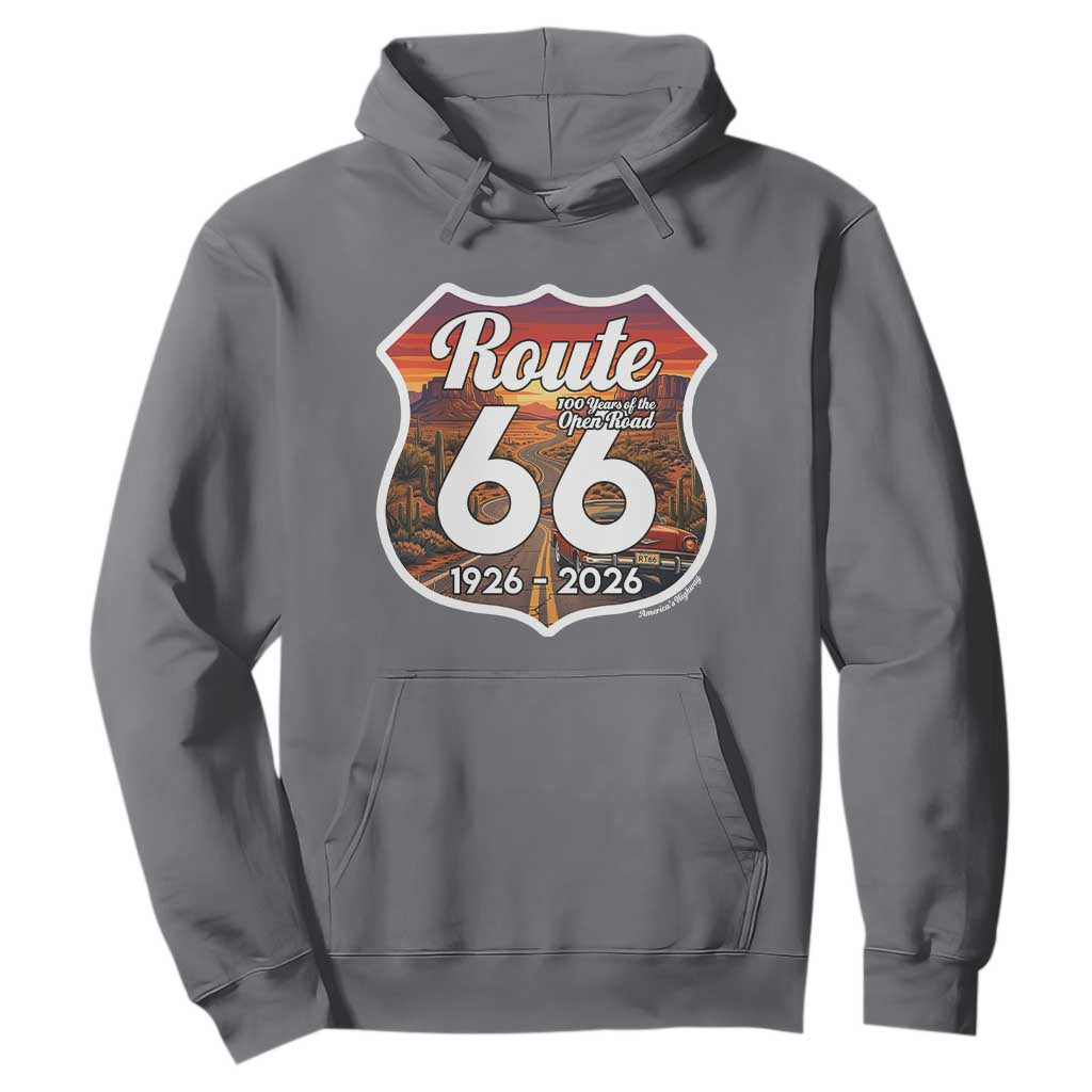 Route Highway 66 Centennial Hoodie Vintage Distressed Americas Highway TS12 Charcoal Print Your Wear