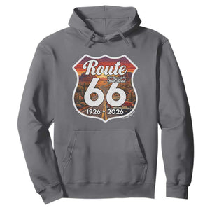 Route Highway 66 Centennial Hoodie Vintage Distressed Americas Highway TS12 Charcoal Print Your Wear
