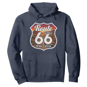 Route Highway 66 Centennial Hoodie Vintage Distressed Americas Highway TS12 Navy Print Your Wear