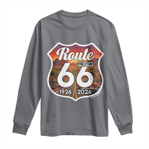 Route Highway 66 Centennial Long Sleeve Shirt Vintage Distressed Americas Highway TS12 Charcoal Print Your Wear
