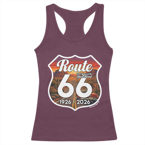 Route Highway 66 Centennial Racerback Tank Top Vintage Distressed Americas Highway TS12 Maroon Print Your Wear
