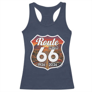 Route Highway 66 Centennial Racerback Tank Top Vintage Distressed Americas Highway TS12 Navy Print Your Wear